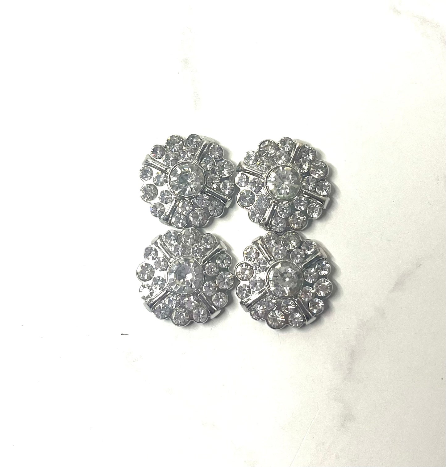 Bling - 3/4" Rhinestone Circle Clear Stone Center - 4pk