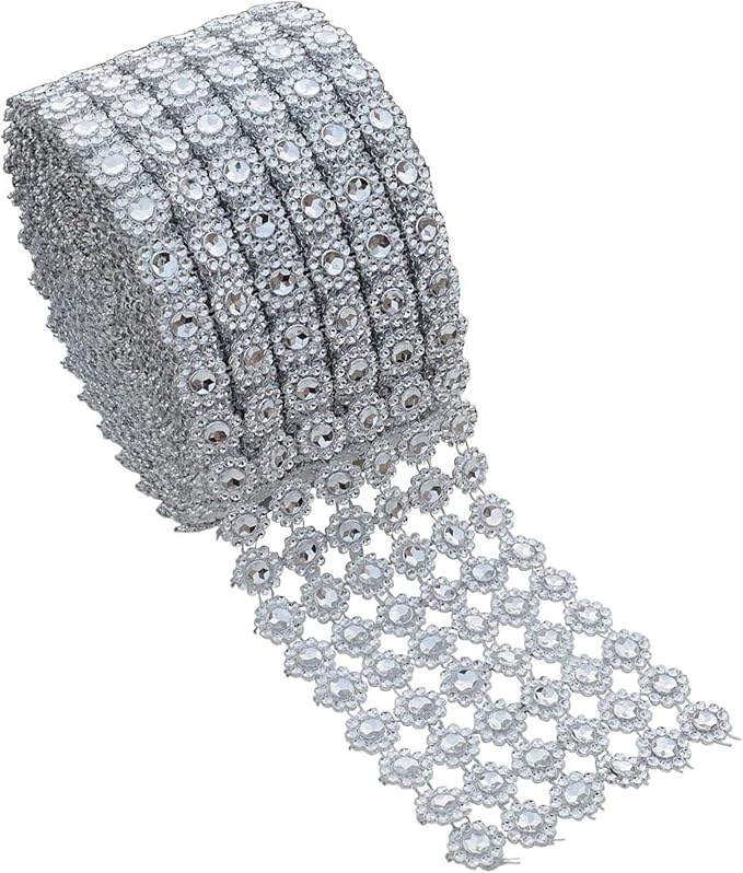Bling - Mesh Flower Rhinestone Trimming Roll 10yd