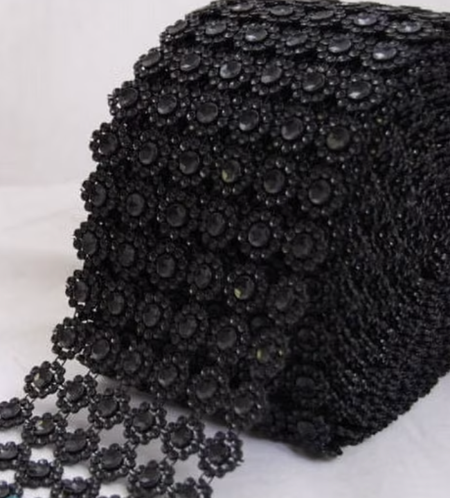 Bling - Mesh Flower Rhinestone Trimming Roll 10yd