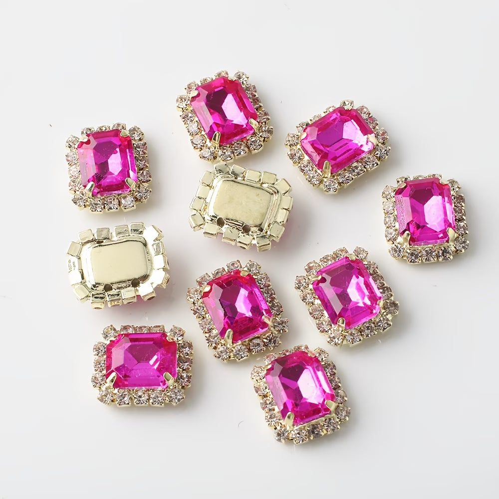 Bling - 10MM Square Rhinestone Flatbacks - 6pcs