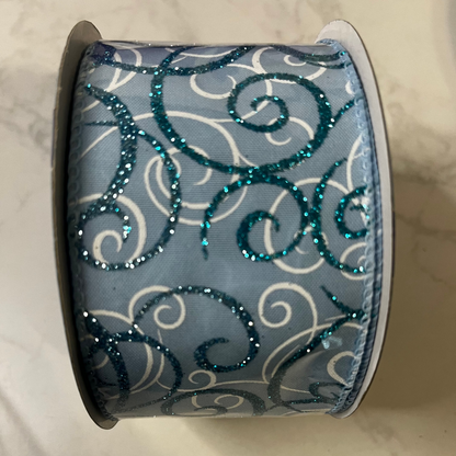 Decorative Ribbon - 2.5" x 10yds Blue / Green CLICK HERE TO SEE ALL PATTERNS