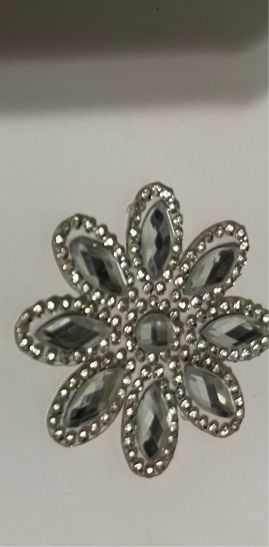 Embellishment - 8 Petal Rhinestone Flower Self Adhesive 2pk