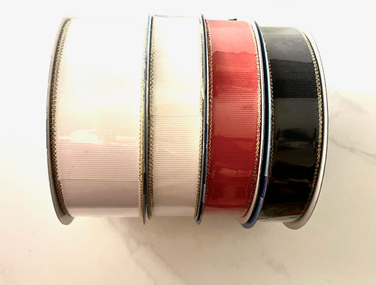 Ribbon - Grosgrain Gold Edge 25yds