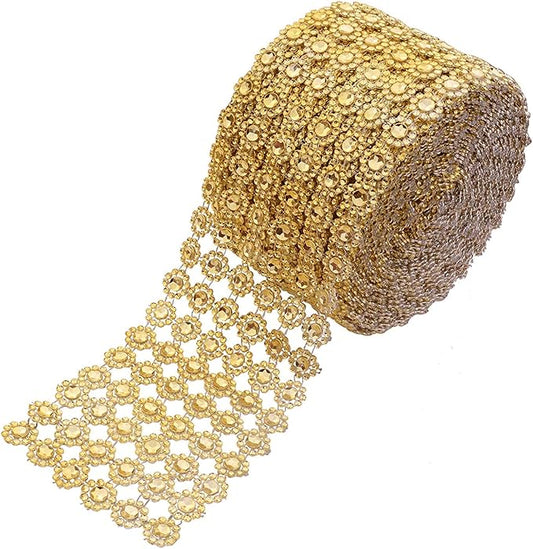 Bling - Mesh Flower Rhinestone Trimming Roll 10yd