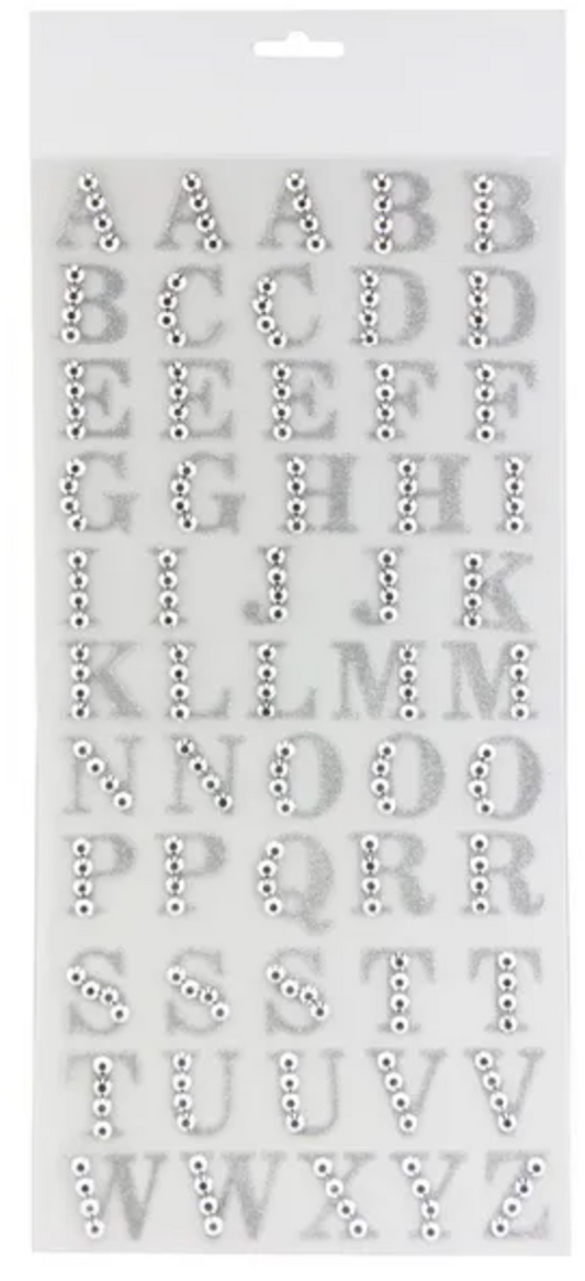 Stickers - 1"Rhinestone Letter Sticker Page