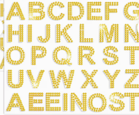 Stickers - Letters - Misc Designer / Glitter Self Adhesive Bulk Pack of 5 sheets - GOLD